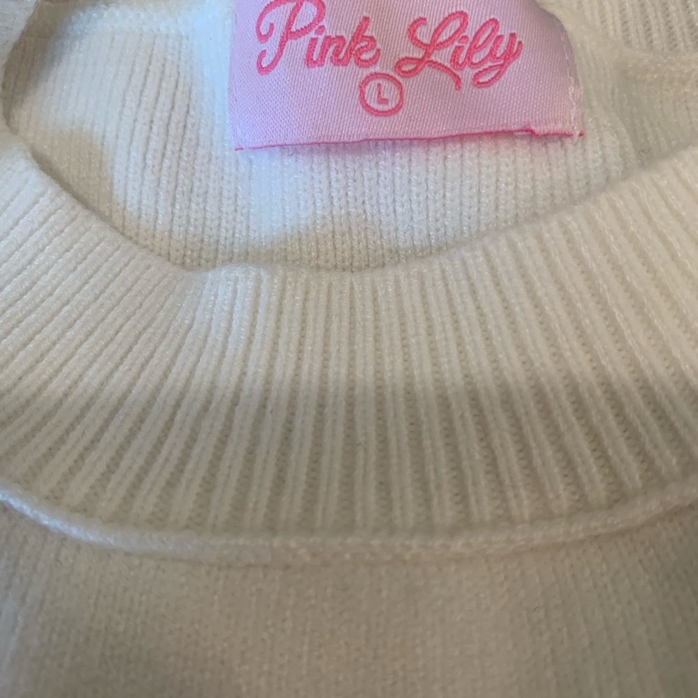 Pink Lily Cream Ribbed Sweater - Picture 3 of 5